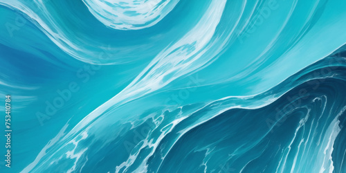 Abstract blue and white water ocean wave and curved line background. Blue wave with liquid fluid ocean texture. Ocean wave banner background.