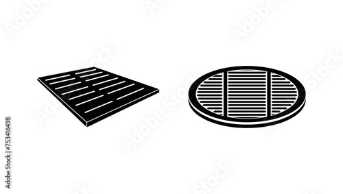 drainage drain, black isolated silhouette