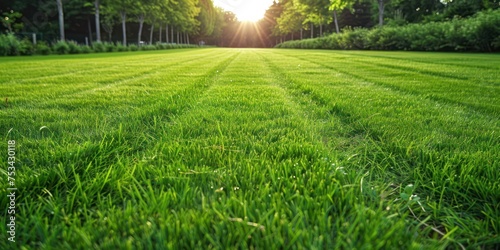 Beautiful green grass after mowed lawn 