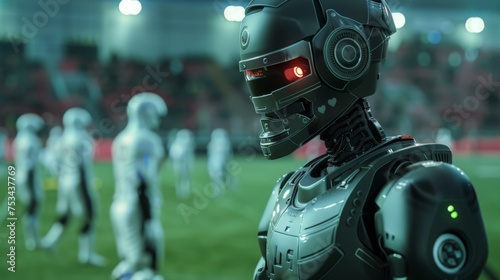 An AI-powered referee robot overseeing a sport match