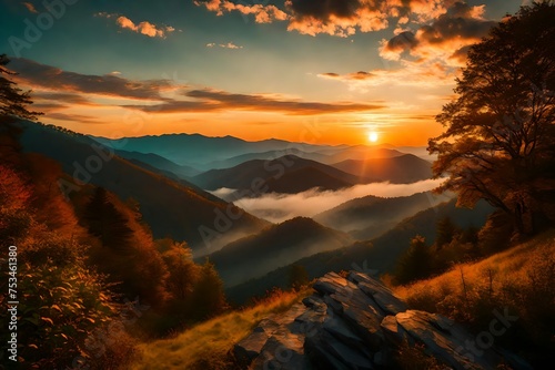 Smoky mountain sunset