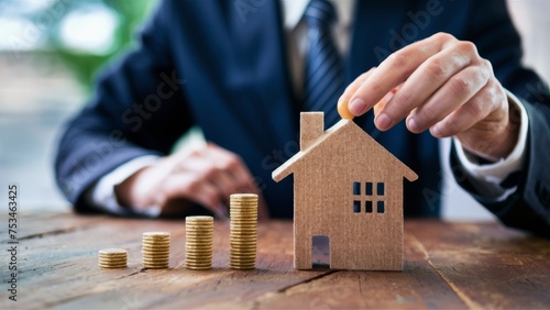 business illustration of collecting money to buy a house