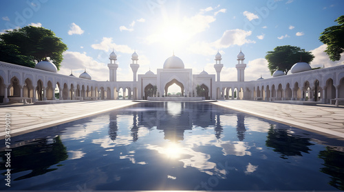 zen reflection pools with a mosque