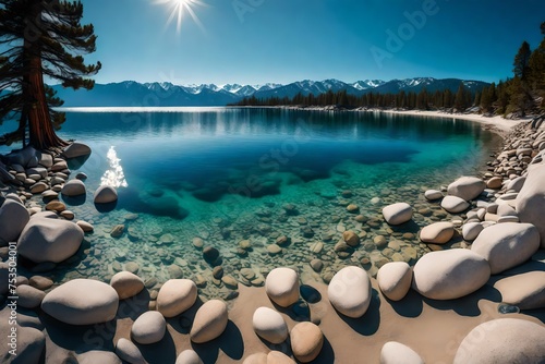 Lake Tahoe Panoramic Beach Landscape