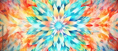 Watercolor kaleidoscopic pattern for textile and design Geometric acrylic gouache background
