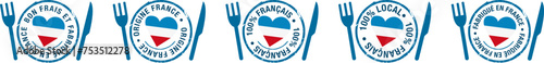Logo assiette, consommer français, 100% local, fabriqué en France, origine France