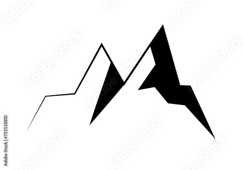 Icono negro de montaña en fondo blanco.