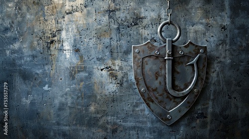 A shield deflecting a hook symbolizing phishing protection