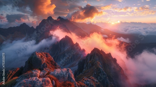 Mountain Peaks Clouds Sunset Tatra Mountains