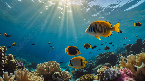 Underwater Scenery with Fish 3D Wallpaper 