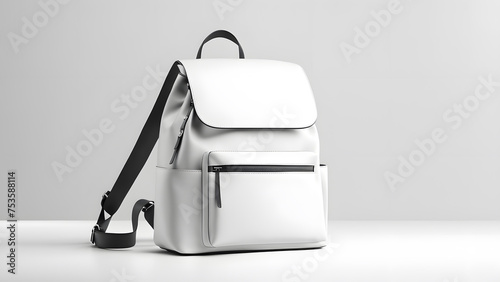 3D white backpack modern student gear on clean background representation for online education