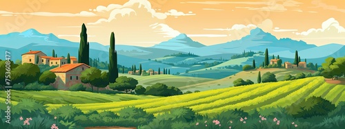 nostalgic scene with landscape in Italy
