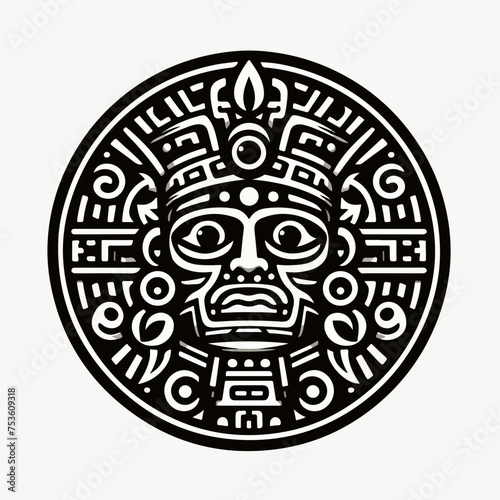 Vector of Mayan aztec god icon logo sticker tattoo.