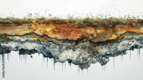 A digital graphic of a cross section of soil showing layers of pollution accumulation over time.