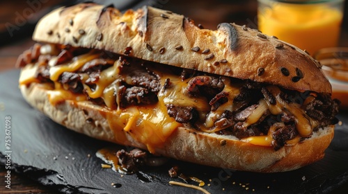 Philly cheesesteak. Classic Philly cheesesteak. Philly cheese steak sandwich.