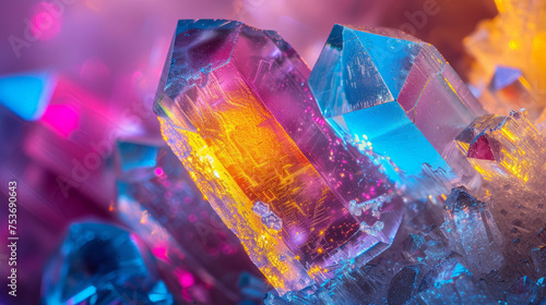 Vibrant crystal micrograph showcasing stunning color play and intricate details