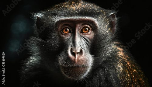 Close up of a baboon portrait.