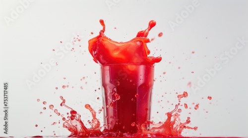 Vivid juice eruption in a tall glass