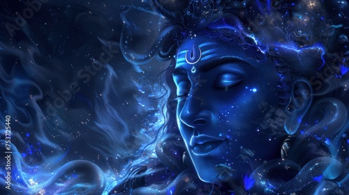 luminescent hindu god shiva face shiva god wallpaper blue neon image