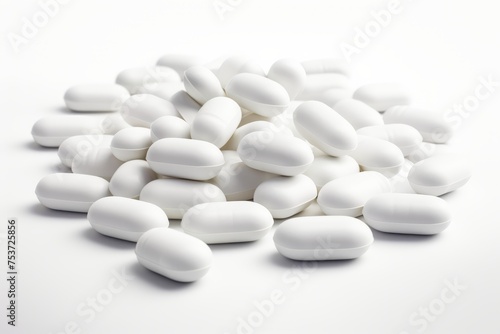 White pills on white background Symbolic image for pharmaceutical products