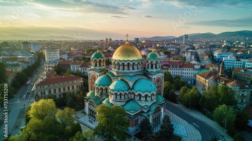 Aerial View of Cathedral - Blue Sky and Architectural Beauty in the Christian Capital 