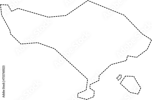 dash line drawing of bali island map.