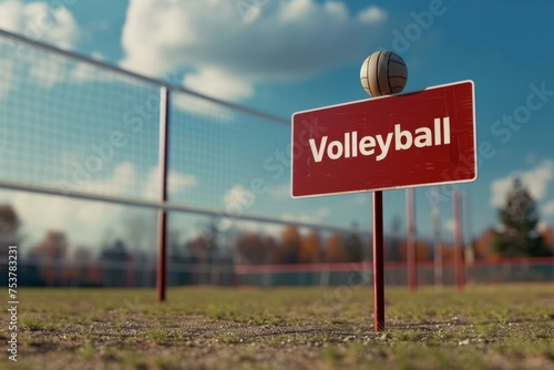 Volleyball Sport sign and Sport field Stadium concept in background, space for Text