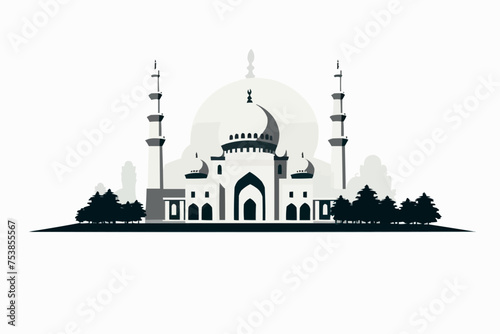 illustration of a mosque with many windows with shadow