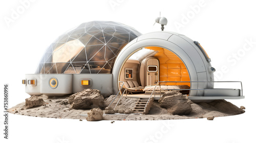 Research Base Habitat for Astronauts on Mars or Moon Isolated on Transparent Background