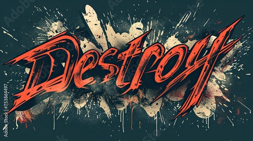 The image features a dynamic and gritty graphic with the word "Destroy" in stylized red text