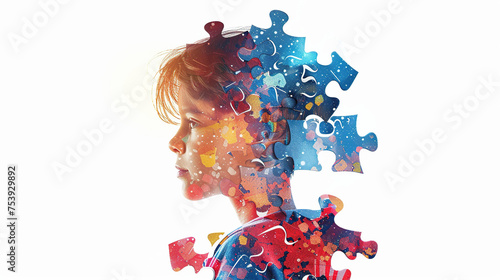 a child with autism , autism awareness , Can be used for banners, backgrounds, badge, icon, medical posters, brochures, print and health care awareness campaign for autism