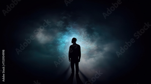 mental health awareness , a man in depression with smoke background, Self care, love, acceptance concept.Mental health issue, feeling of frustrated, anxiety, 13 may, 
