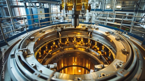 A giant centrifuge separating the ethanol from other byproducts ensuring the purity and quality of the final biofuel product.