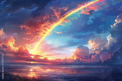 A sky canvas painted with a broad rainbow brush