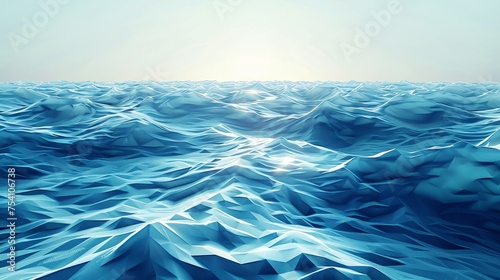 A tranquil low poly background that mirrors the calmness of a geometric ocean