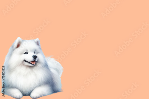 dog cute watercolor peach Fuzz background 