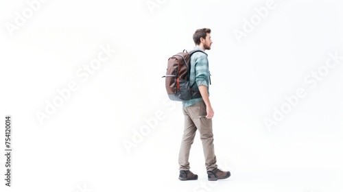 A Traveler’s Journey: A Person with a Backpack Stepping Forward
