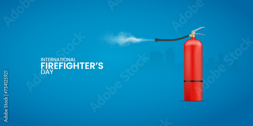 International Fire fighter day, fire extinguisher, Firefighting and Rescue, Creative Design for social media banner, poster, vector illustration.