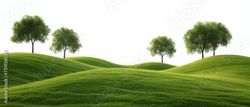 Tranquil Green Hills with Lush Trees Panorama