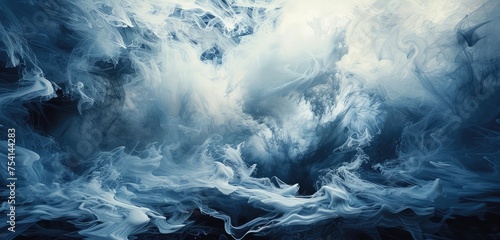 Mysterious Blue Smoke Swirling on Dark Background