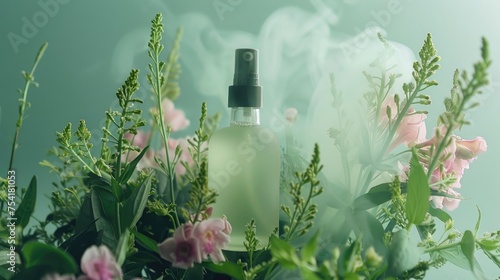 Aromatherapy Floral Spray Amidst Greenery"