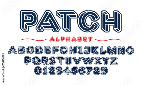 Editable typeface vector. Patch sport font in american style for football, baseball or basketball logos and t-shirt. 