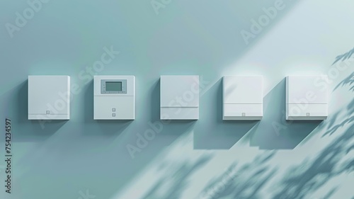 Industrial energy meters on a wall monitoring power consumption