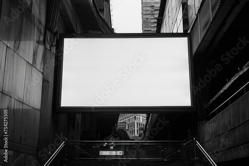 Blank white billboard signage, empty info banner, street banner. Mock up for advertisement
