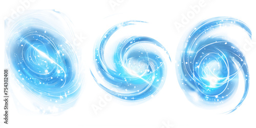 magical energy effects, blue light wizard spell, on a white background. rotation of magical energy,
