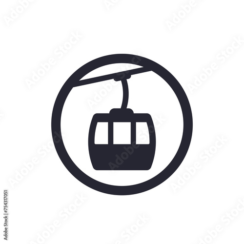 funicular icon, vector sign on white