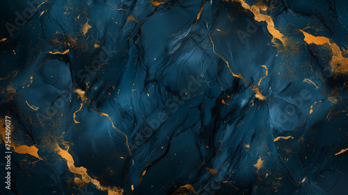 Fantastic dark-blue and golden marble background