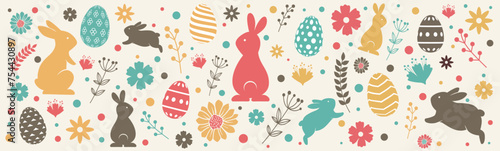 Easter bunnies design, Easter doodle background, great for textiles, web banners, wallpapers, wrapping - Vector illustration | Adobe Stock