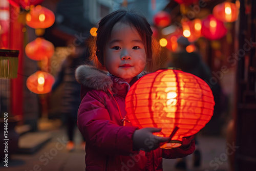 A red lantern sways in a courtyard, announcing the Lantern Festival.