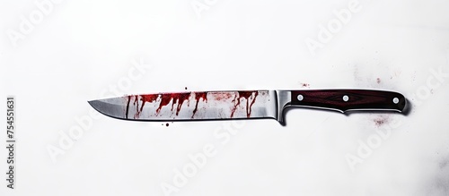 Crime Scene - A Mysterious Knife Stained with Blood Unveiled in Dark Atmosphere